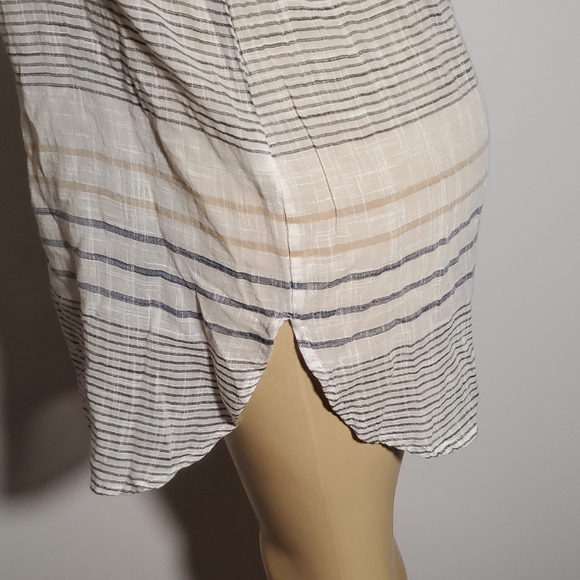 Blue Island Tan and cream Striped Swim Coverup Long Sleeve Tunic Sz M - Picture 7 of 11